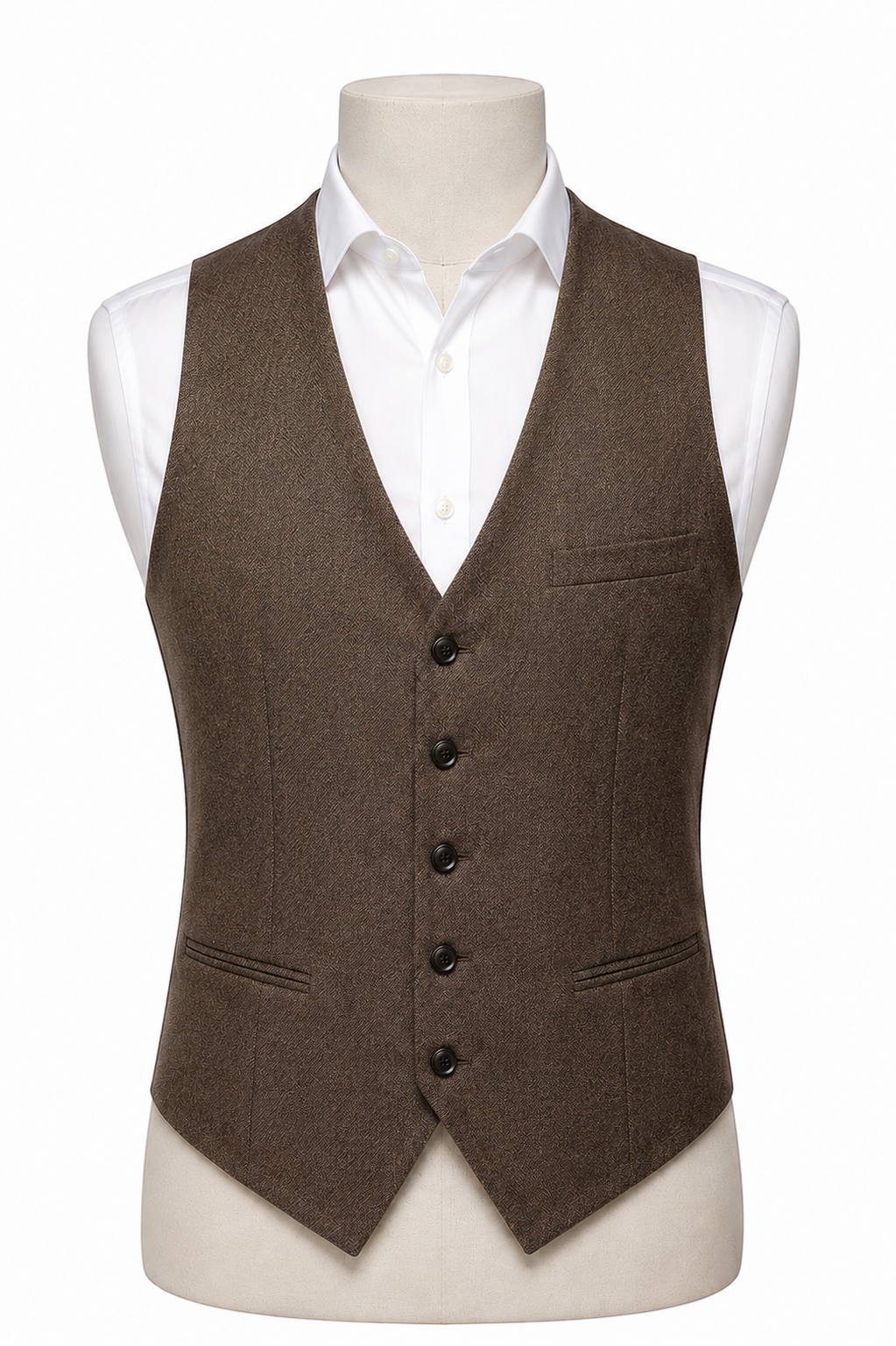 Men's Waistcoat — Brown White Display